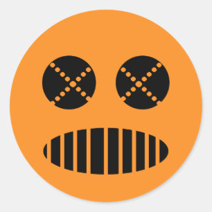 Sticker Rond Masque de gaz toxique Jack-o'-lantern orange Hallo