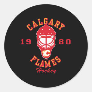 Sticker Rond Masque de hockey Calgary Flames Noir Sous licence