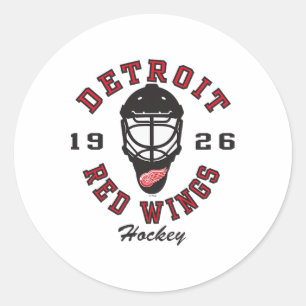 Sticker Rond Masque de hockey des Red Wings de Détroit Gris Off