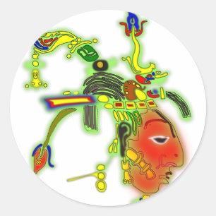 Sticker Rond Masque de peinture amusant visage tribal