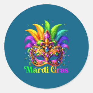 Sticker Rond Masque de perles de Carnaval Mardi Gras