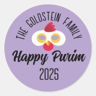 Sticker Rond Masque de poule Purim mascarade costume