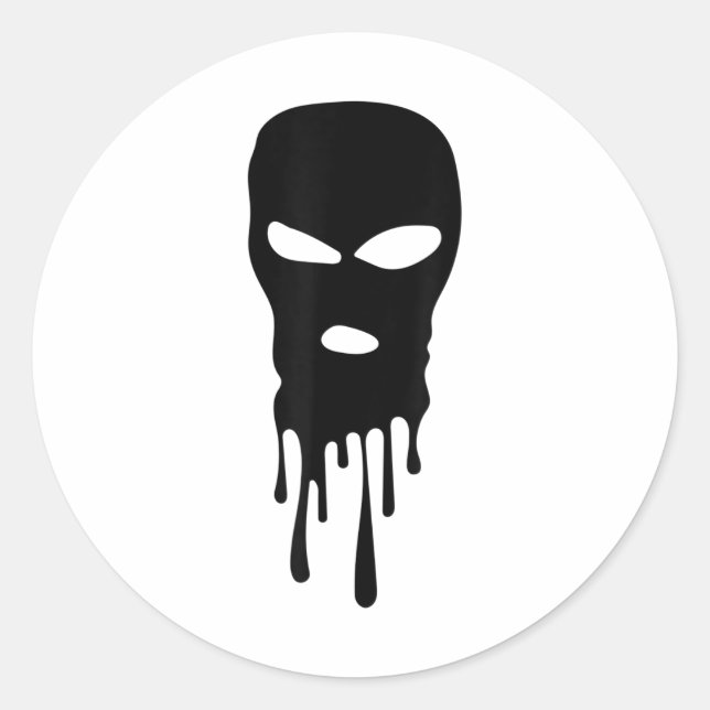 Sticker Rond Masque de ski Balaclava Bandit Masque Robber Hip h (Devant)