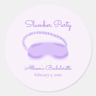 Sticker Rond Masque de sommeil violet Bachelorette Stwood Party
