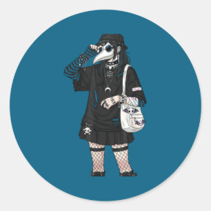 Sticker Rond Masque de visage de papillon de Cottagecore gothiq