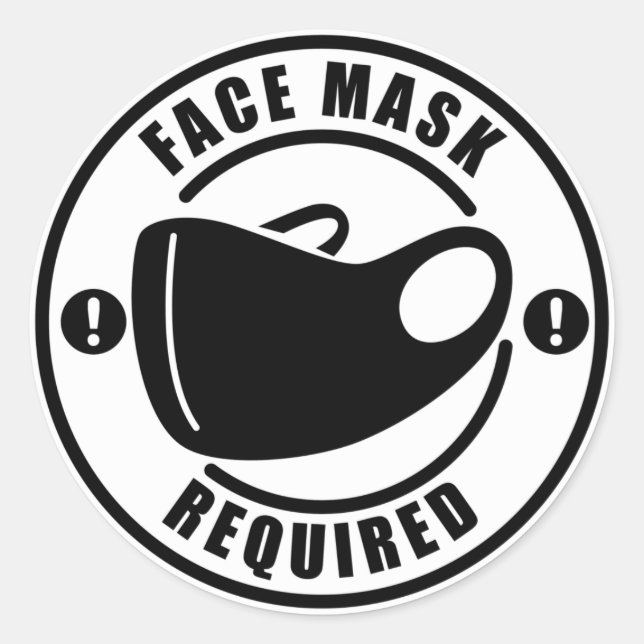 Sticker Rond Masque de visage requis (Devant)
