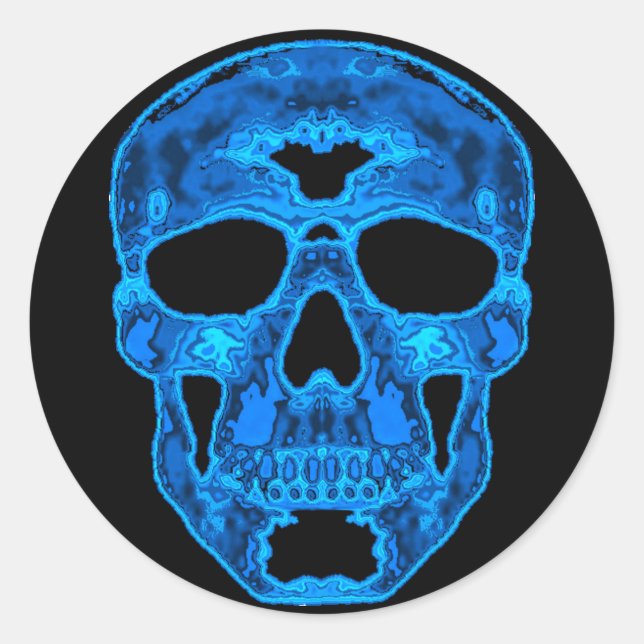 Sticker Rond Masque d'horreur du crâne bleu (Devant)