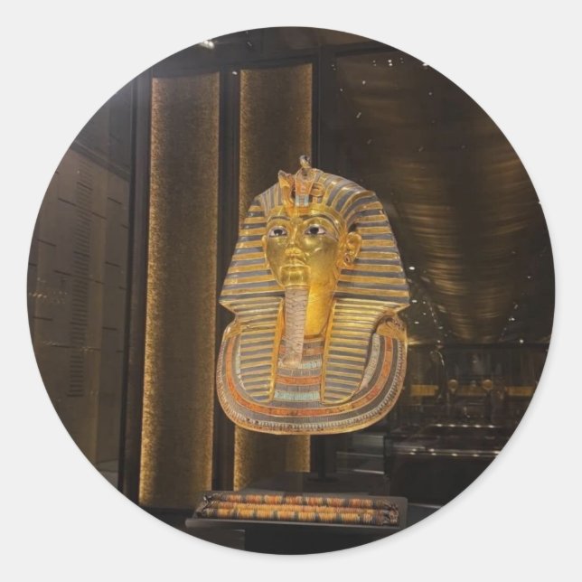 Sticker Rond Masque d'or de Toutânkhamon Musée égyptien, Objet  (Devant)