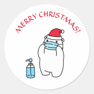 STICKER ROND MASQUE D'OURS DE NOËL ET CHAPEAU DE PÈRE NOËL AUTO