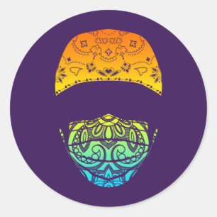 Sticker Rond masqué en paisley