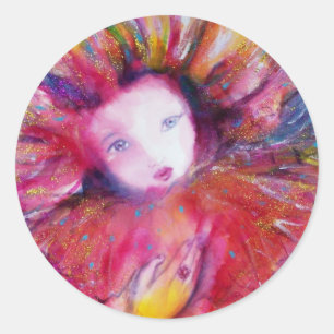 STICKER ROND MASQUE EN ROUGE