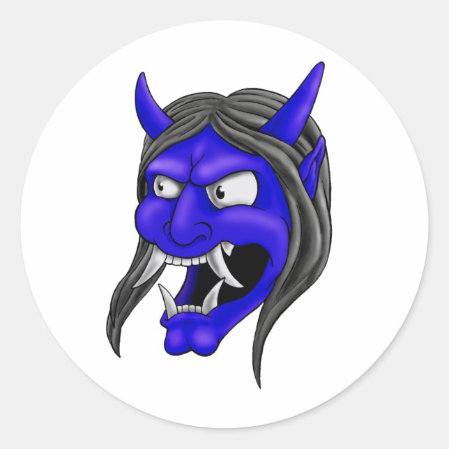 Sticker Rond Masque japonais Hannya (Devant)