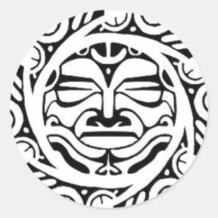 Sticker Rond Masque maori