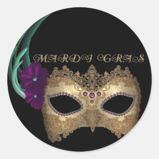 Sticker Rond Masque Mardi Gras Fancy KRW