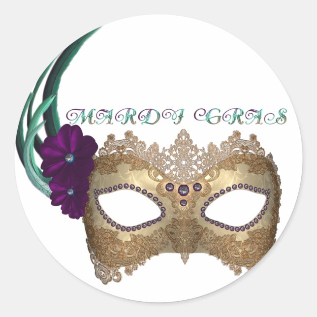 Sticker Rond Masque Mardi Gras Fancy KRW (Devant)