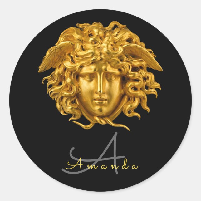 Sticker Rond Masque Monogram Chic or Medusa (Devant)