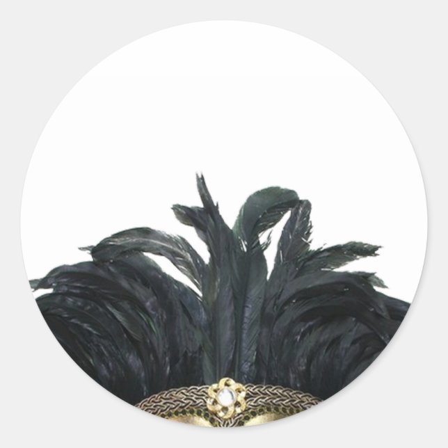 Sticker Rond Masque noir et or (Devant)
