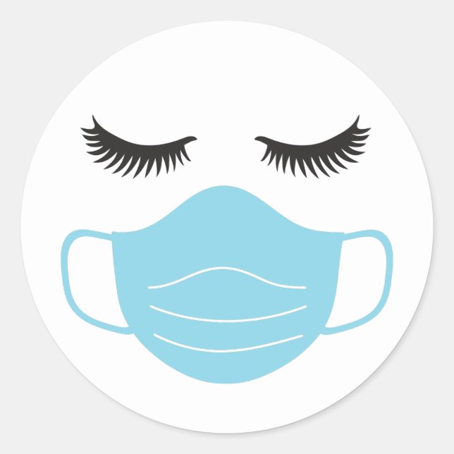 Sticker Rond Masque PPE et cils (Devant)