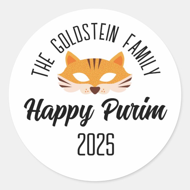 Sticker Rond Masque Purim fox mascarade costume (Devant)