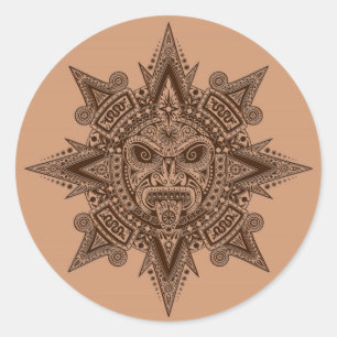 Sticker Rond Masque Sun Aztec Brown