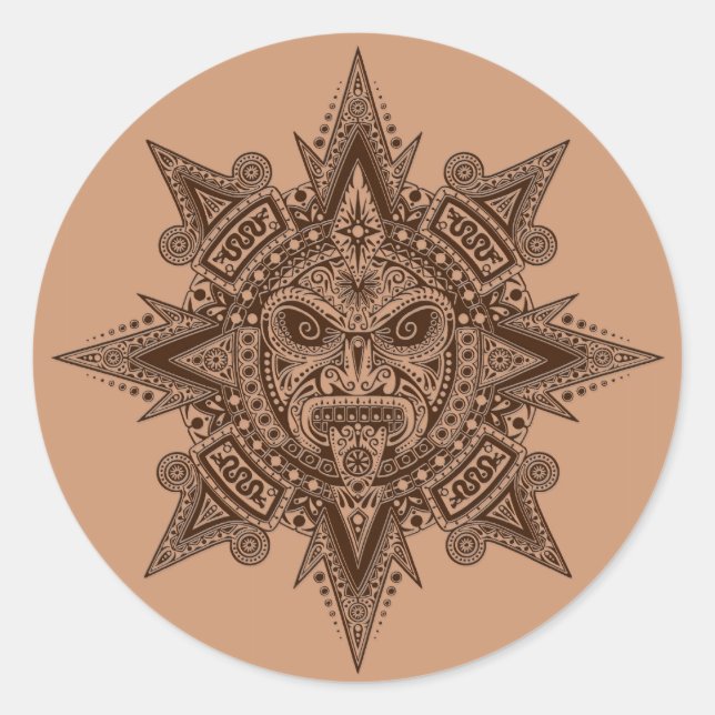 Sticker Rond Masque Sun Aztec Brown (Devant)
