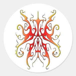 Sticker Rond Masque Tribal à Design Abstrait Flamme Élégante