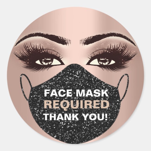 Sticker Rond Masque Visage Couverture Requise Lash Covid cire (Devant)