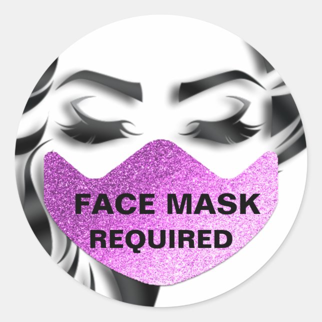 Sticker Rond Masque Visage Couvrant Coronavirus Requis Protecti (Devant)