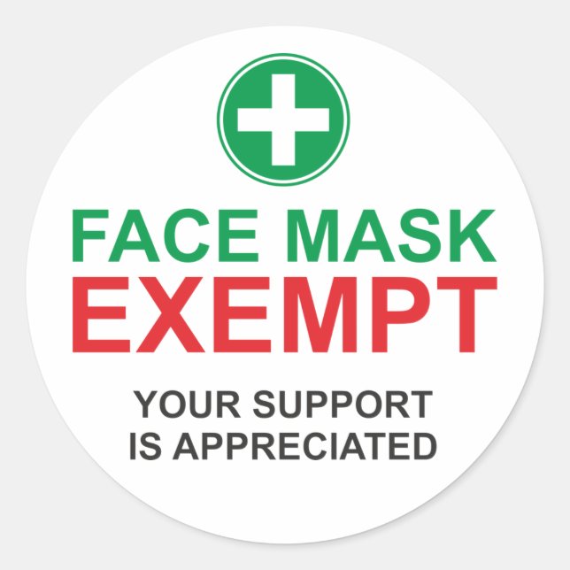 Sticker Rond Masque visage exempté (Devant)