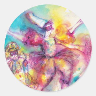 Sticker Rond MASQUERADE, Mardi Gras Masques, Danse, Musique