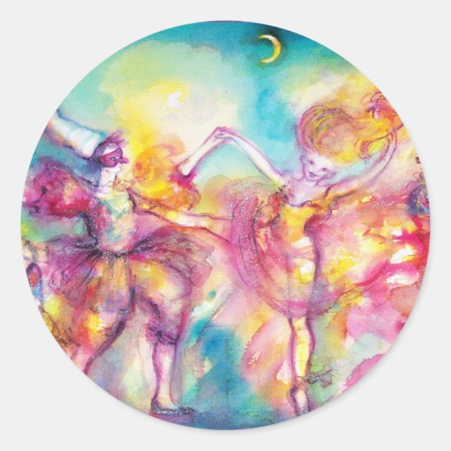 Sticker Rond MASQUERADE, Mardi Gras Masques, Danse, Musique (Devant)