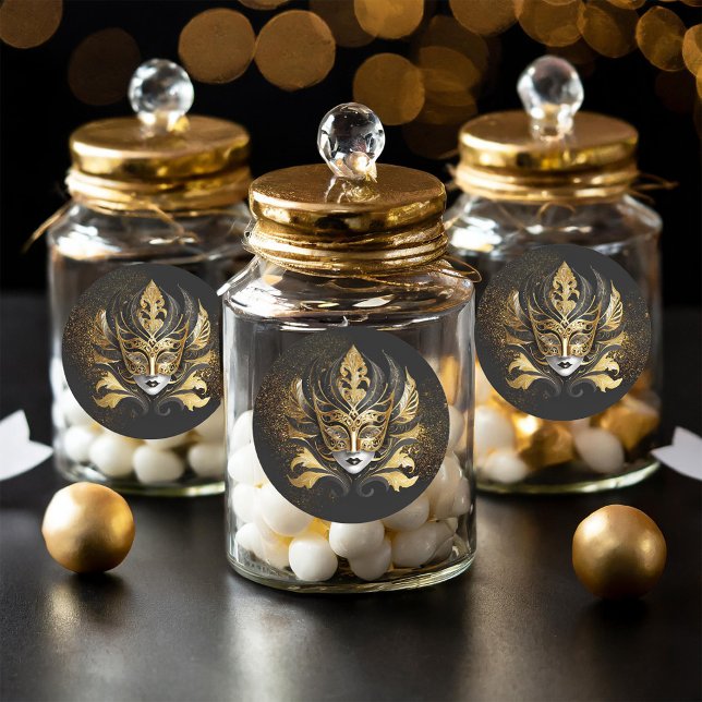 Sticker Rond Masquerade Masque Motif Black Gold ID1031 (Créateur téléchargé)