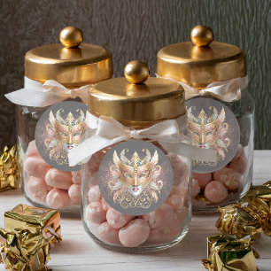 Sticker Rond Masquerade Masque Motif Rose Gold ID1031