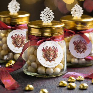 Sticker Rond Masquerade Motif Sweet 16 Rouge Or ID1032