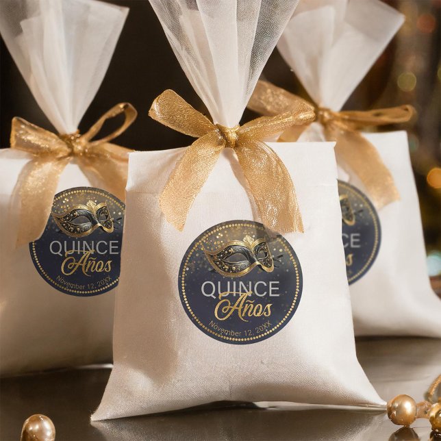 Sticker Rond Masquerade Quince Anos Black Gold ID1031 (Créateur téléchargé)