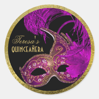 Sticker Rond Masquerade quinceañera quinzième anniversaire viol