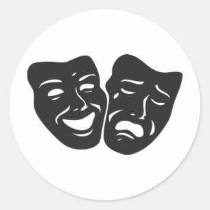 Sticker Rond Masques de théâtre comique dramatique