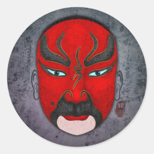 Sticker Rond Masques d'opéra chinois - Guan Yu