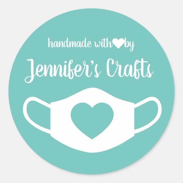 Sticker Rond Masques Visage Faits Main avec Amour (Devant)