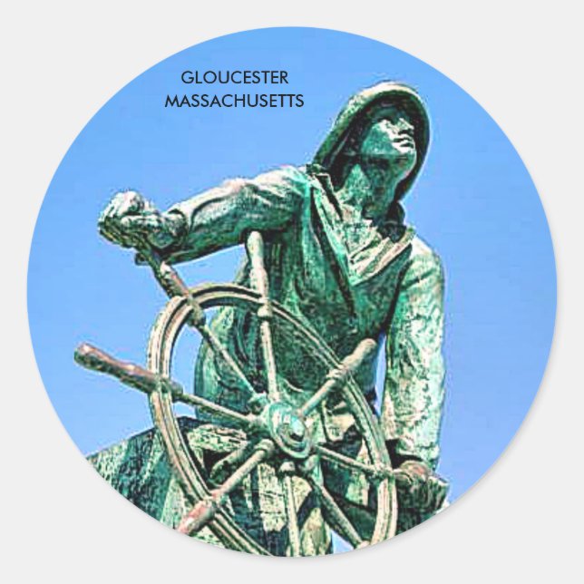 STICKER ROND MASSACHUSETTES GLOUCESTER (Devant)