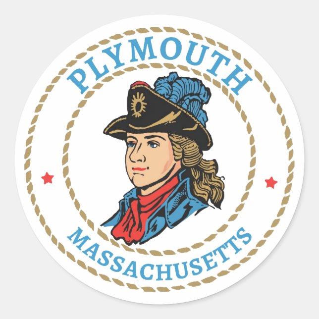 Sticker Rond Massachusetts de Plymouth Colonial (Devant)