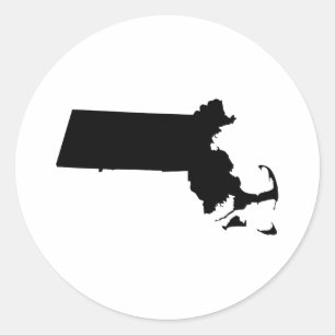 Sticker Rond Massachusetts en noir