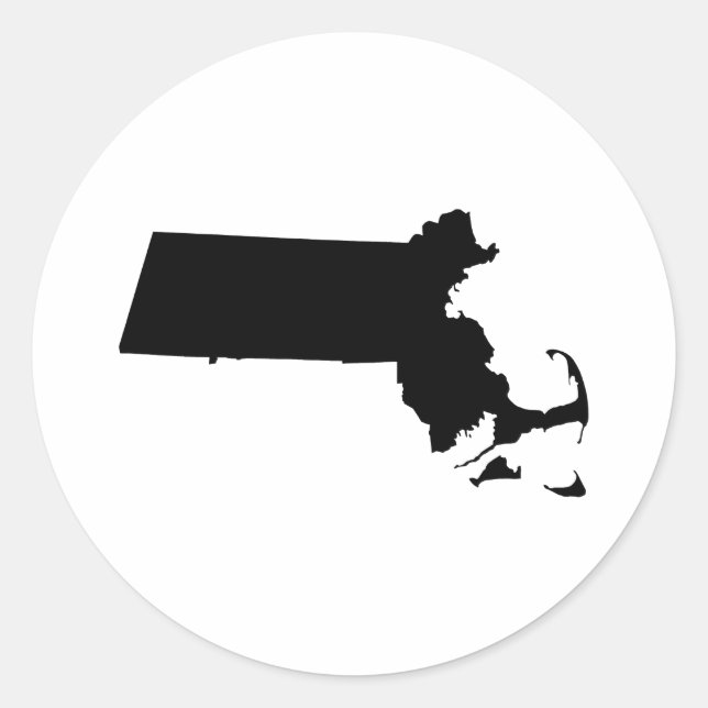 Sticker Rond Massachusetts en noir (Devant)