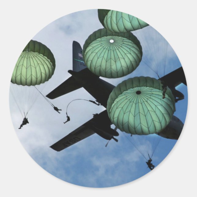 Sticker Rond Massachusetts, Parachutes, U.S Army (Devant)