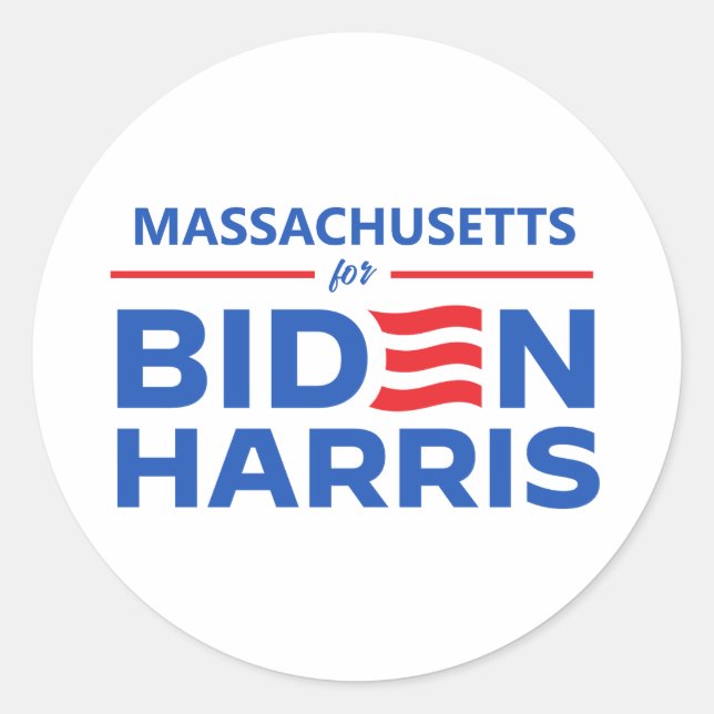 Sticker Rond Massachusetts pour Biden Harris (Devant)