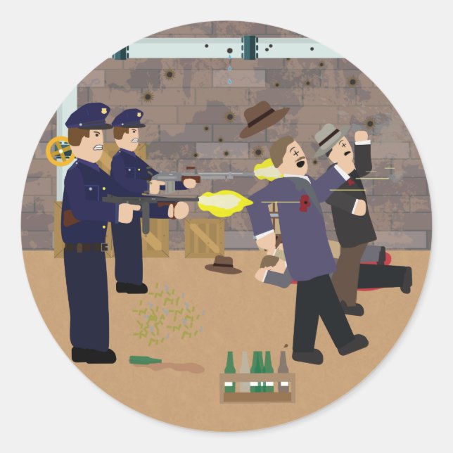 Sticker Rond Massacre de la Saint Valentin (Histoire Simple) (Devant)