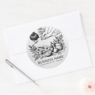 Sticker Rond Massage Thérapie Guérison Mains Énergie Spa Bien-ê