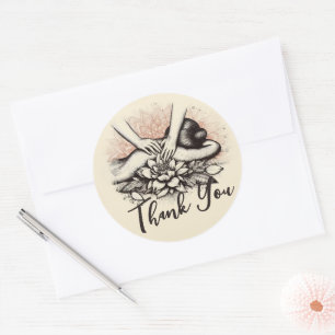 Sticker Rond Massage Thérapie Healing Mains Spa d'énergie Merci