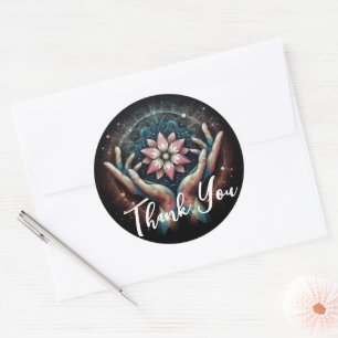 Sticker Rond Massage Thérapie Healing Mains Spa d'énergie Merci