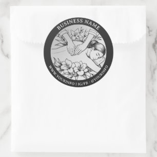 Sticker Rond Massage Thérapie Healing Mains Spa d'énergie Merci